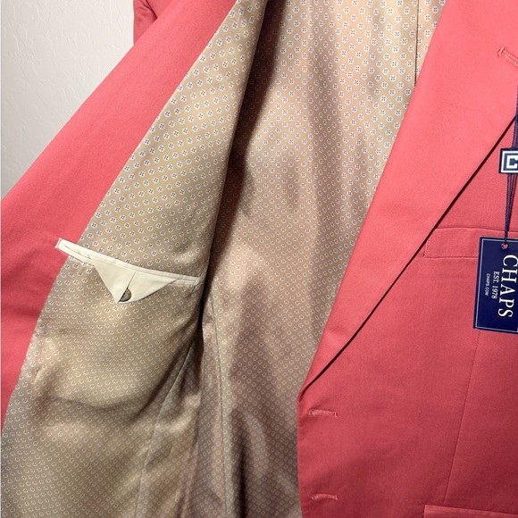 NWT Chaps 100% Cotton Salmon Pink Suit Jacket Blazer 42R - Picture 6 of 6